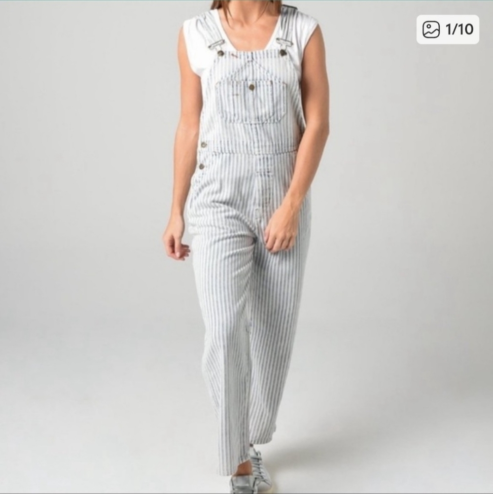 Faherty Topsail Overall Stripe Blue White Extra Small XS Railroad Stripe Boho
